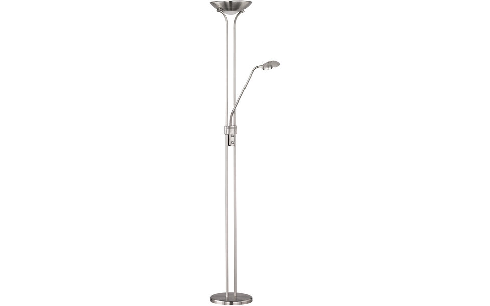 HLW LED Dimbare LED Vloerlamp 25W Warm Wit 2700K-3000K - Witte Vloerlamp Mat Nikkel