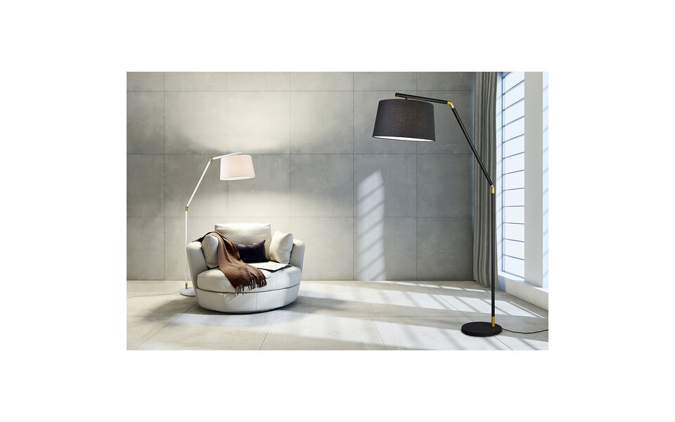 HLW LED Modern LED Floor Lamp Trion Tryca - Matte Black Aluminum, E27 Fitting
