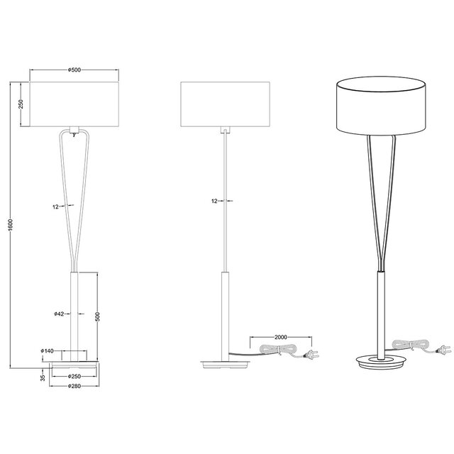 HLW LED LED Floor Lamp Trion Hilton with E27 fitting - Matte Nickel & Aluminum HLW LED LED Floor Lamp Trion Hilton with E27 fitting - Matte Nickel & Aluminum