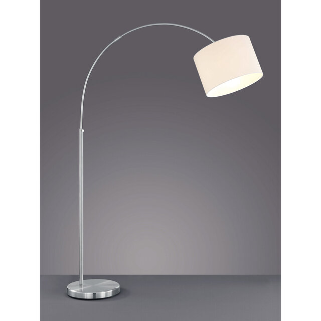 verstelbare mat witte LED vloerlamp met E27 fitting en maximaal 60W vermogen