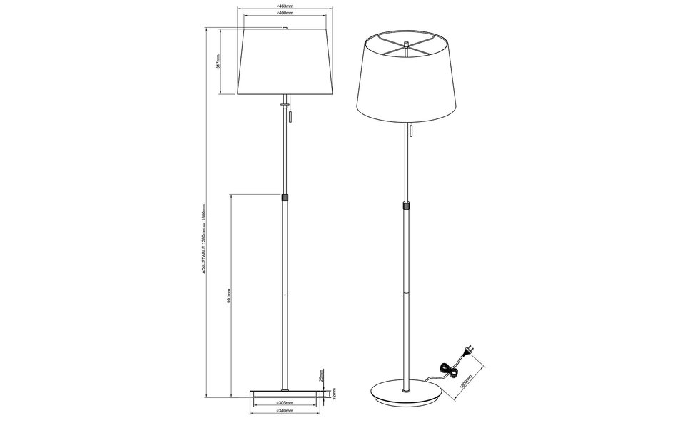 HLW LED LED Vloerlamp Trion Dyon - Verstelbaar, Mat Nikkel & Aluminium, 3x E27