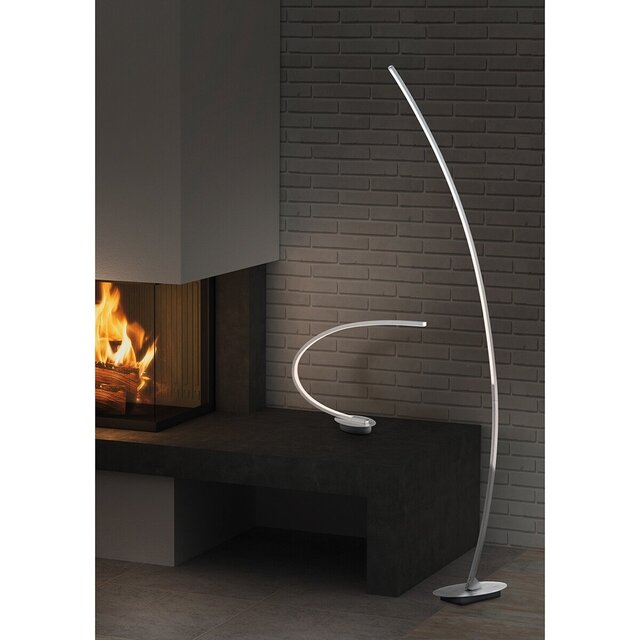 slanke matgrijze LED vloerlamp met warm wit licht van 11W en dimbare functie