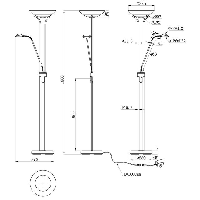 HLW LED Dimmable LED Floor Lamp Trion Orsan - 31W, Warm White 3000K, Matte Black Aluminum HLW LED Dimmable LED Floor Lamp Trion Orsan - 31W, Warm White 3000K, Matte Black Aluminum