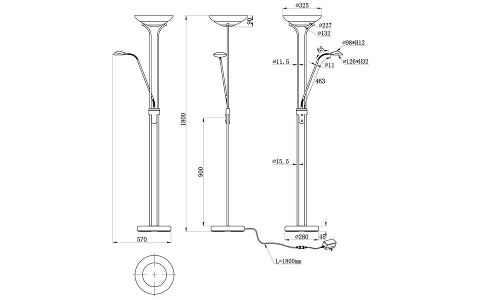 HLW LED Dimmable LED Floor Lamp Trion Orsan - 31W, Warm White 3000K, Matte Black Aluminum HLW LED Dimmable LED Floor Lamp Trion Orsan - 31W, Warm White 3000K, Matte Black Aluminum