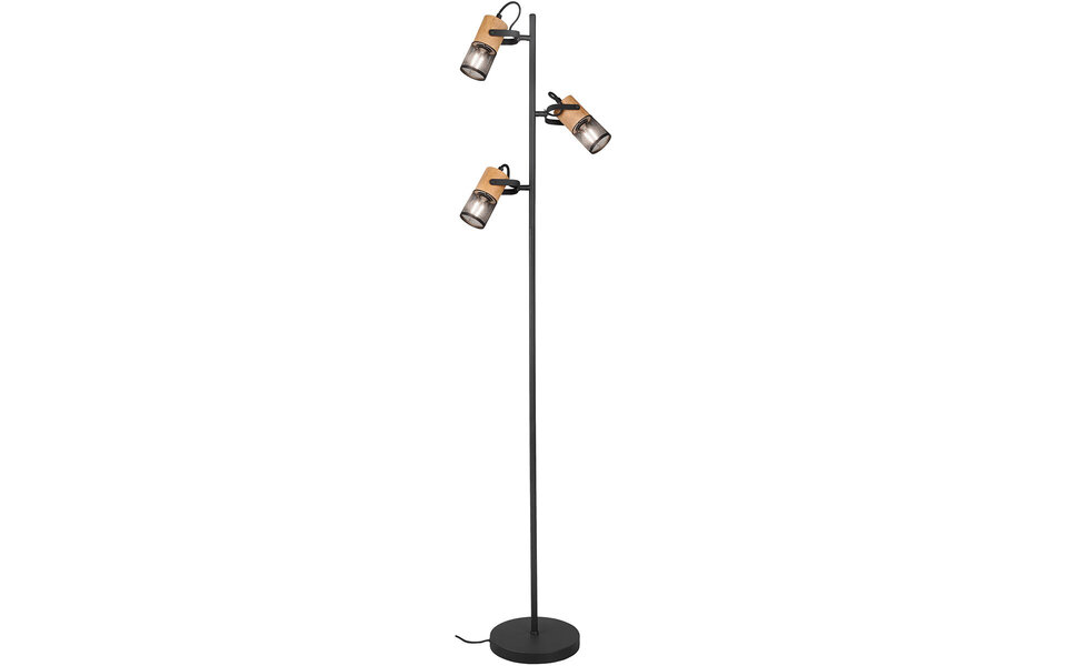 HLW LED Black LED Floor Lamp Trion Yosh with 3 E14 Light Points and Foot Switch