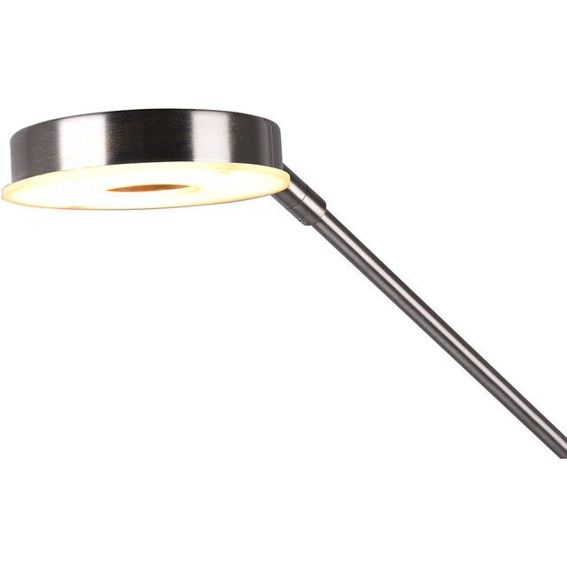 dimbare LED vloerlamp 38W met mat nikkel afwerking en 4600 lumen lichtopbrengst