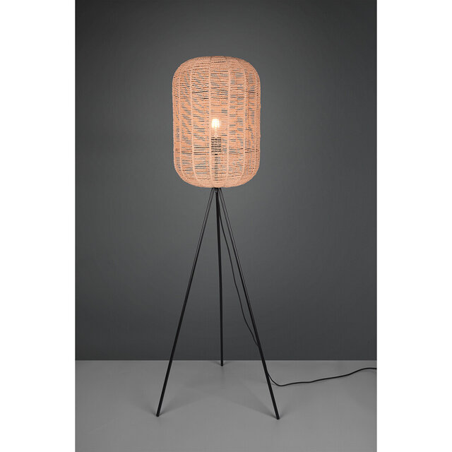 HLW LED LED Vloerlamp Trion Tuna met E27 fitting - Rond design in mat nikkel