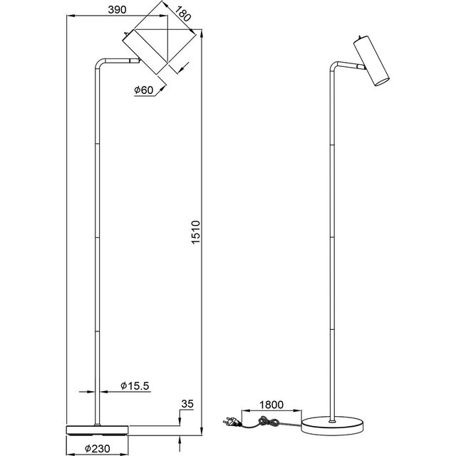 HLW LED LED Floor Lamp Trion Milona - White Floor Lamp with GU10 Fitting, Aluminum