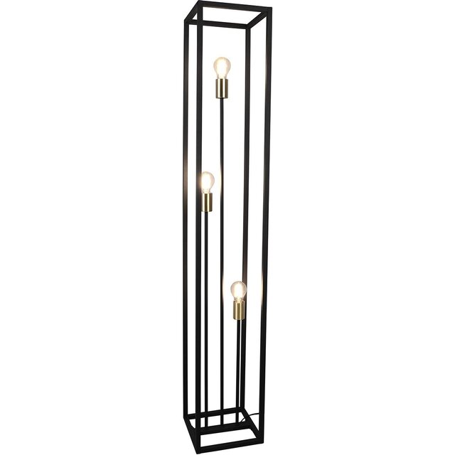 mat zwarte LED vloerlamp met ronde kap en E27 fitting tot 10W vermogen