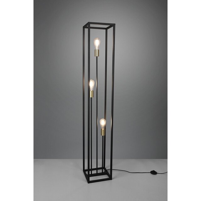 HLW LED Black LED Floor Lamp Trion Kandin - 3 E27 Fittings, Square & Energy Efficient