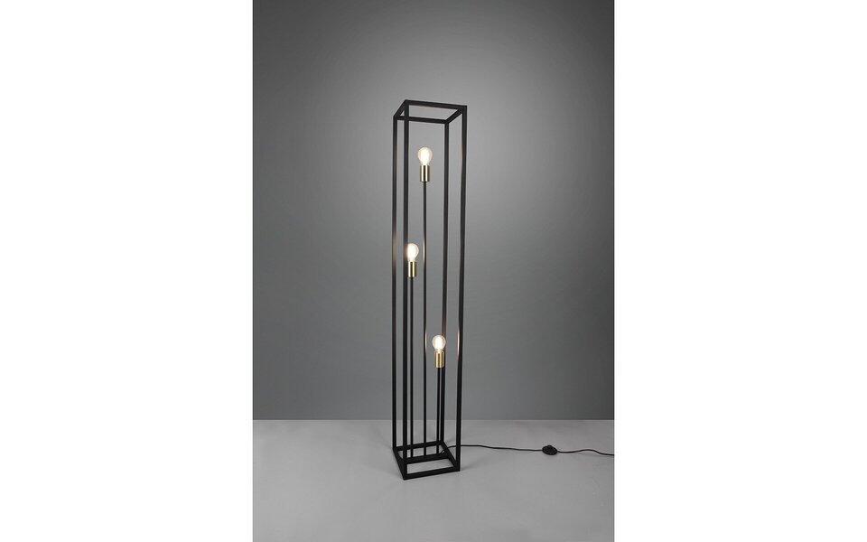 HLW LED Black LED Floor Lamp Trion Kandin - 3 E27 Fittings, Square & Energy Efficient
