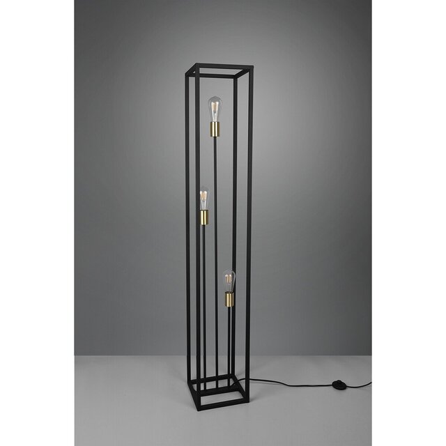 HLW LED Black LED Floor Lamp Trion Kandin - 3 E27 Fittings, Square & Energy Efficient