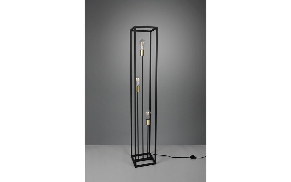 HLW LED Zwarte LED Vloerlamp Trion Kandin - 3 E27 Fittingen, Vierkant & Energiezuinig HLW LED Zwarte LED Vloerlamp Trion Kandin - 3 E27 Fittingen, Vierkant & Energiezuinig