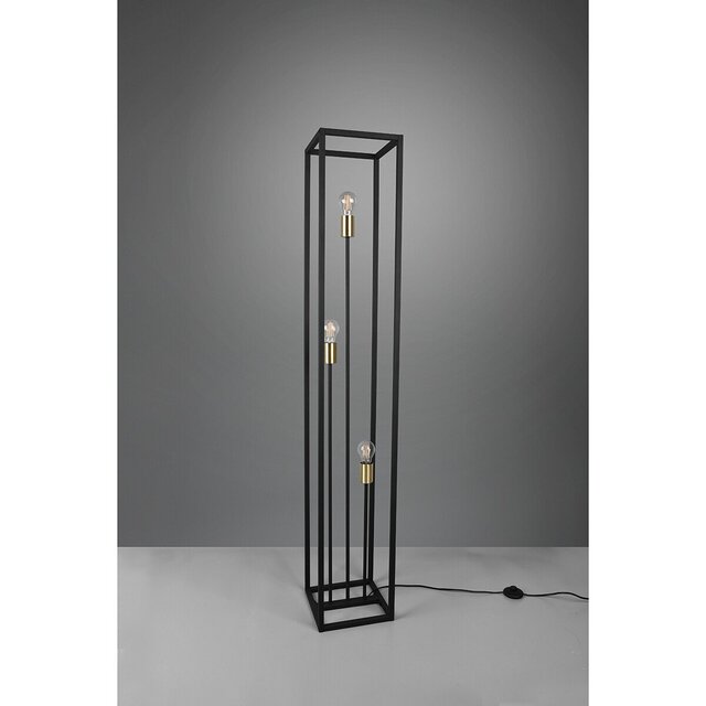 HLW LED Black LED Floor Lamp Trion Kandin - 3 E27 Fittings, Square & Energy Efficient