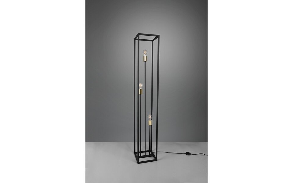 HLW LED Black LED Floor Lamp Trion Kandin - 3 E27 Fittings, Square & Energy Efficient