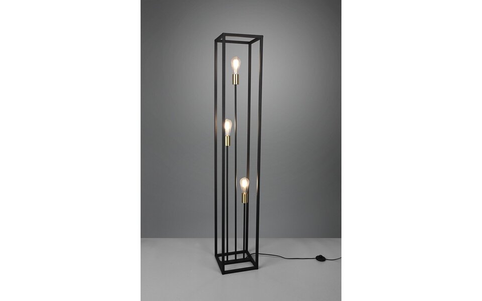 HLW LED Zwarte LED Vloerlamp Trion Kandin - 3 E27 Fittingen, Vierkant & Energiezuinig HLW LED Zwarte LED Vloerlamp Trion Kandin - 3 E27 Fittingen, Vierkant & Energiezuinig