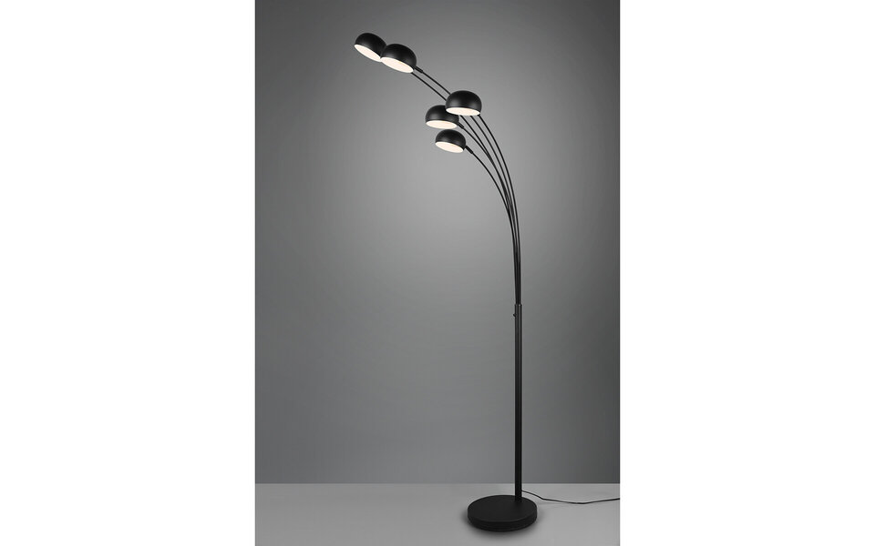 HLW LED LED Vloerlamp Trion Ditora - Zwarte Vloerlamp met 5x E14 Fitting en Aluminium