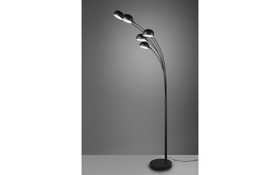 HLW LED LED Vloerlamp Trion Ditora - Zwarte Vloerlamp met 5x E14 Fitting en Aluminium