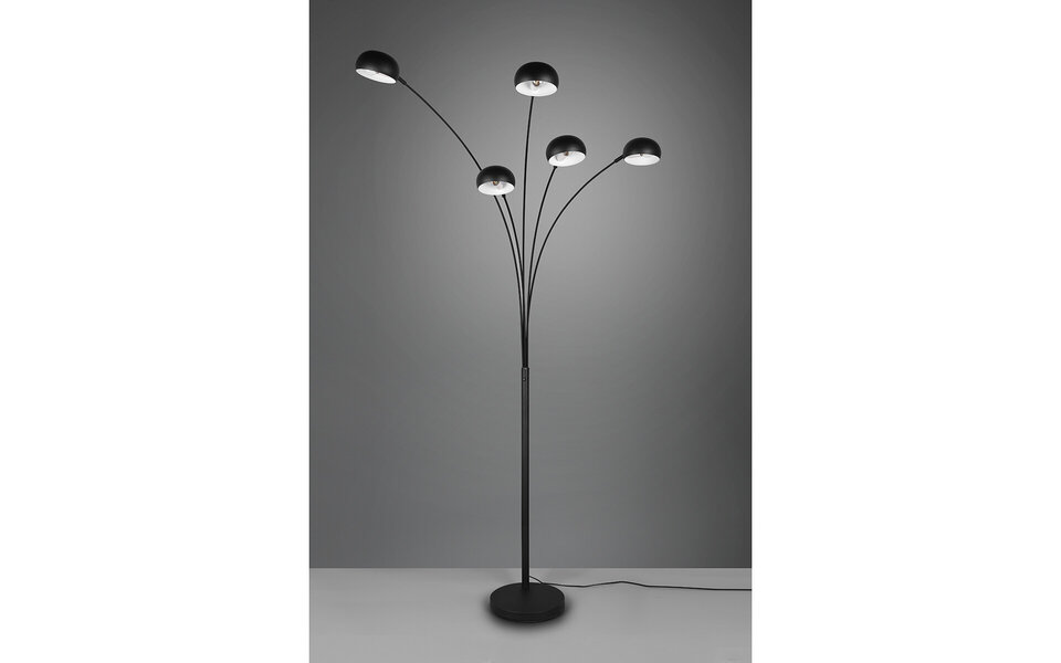 HLW LED LED Vloerlamp Trion Ditora - Zwarte Vloerlamp met 5x E14 Fitting en Aluminium