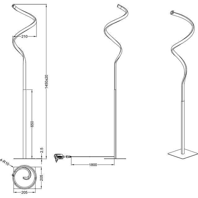 HLW LED Dimmable LED Floor Lamp Trion Corcy - Matte Black or White, 11W, Warm White 2700K–3000K