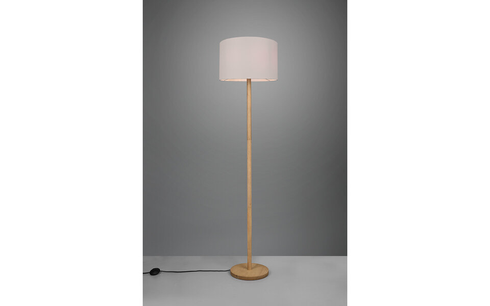 HLW LED LED Vloerlamp Trion Kiblon - Houten vloerlamp met E27 fitting en mat bruine afwerking