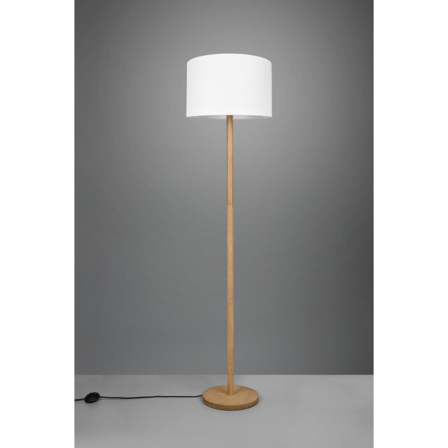 HLW LED LED Floor Lamp Trion Kiblon - Wooden floor lamp with E27 fitting and matte brown finish