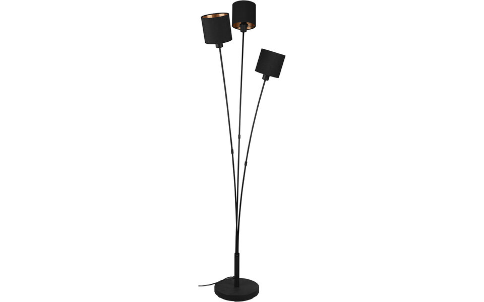 HLW LED LED Vloerlamp Trion Torry – 3-lichts, Mat Zwart & Gouden Design, Max. 40W LED