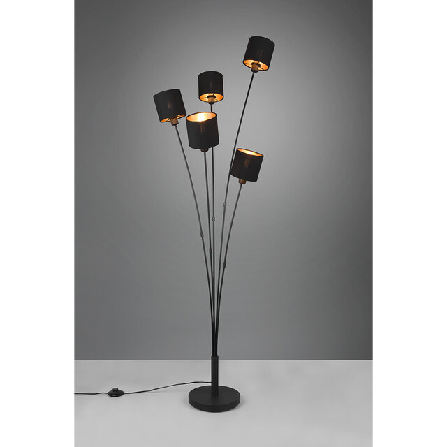 HLW LED LED Floor Lamp Trion Torry - 5-light Black & Gold Floor Lamp, Max 40W LED
