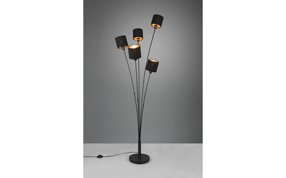 HLW LED LED Floor Lamp Trion Torry - 5-light Black & Gold Floor Lamp, Max 40W LED