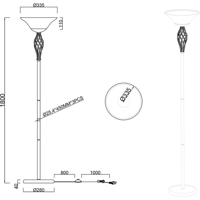 HLW LED LED Floor Lamp Trion Rustina - 2-light rust-colored floor lamp with E27 fitting
