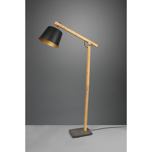 HLW LED Zwarte LED Vloerlamp Trion Hittal - Rond Design met E27 Fitting en Voetschakelaar