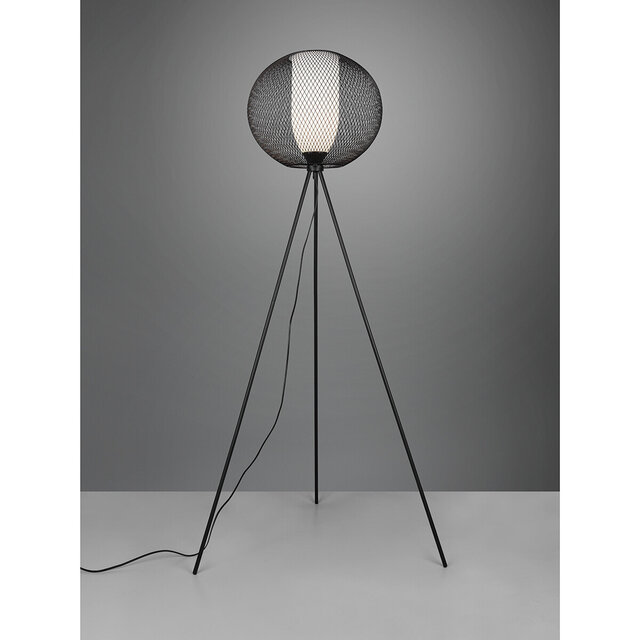 HLW LED LED Floor Lamp Trion Filtran - Black floor lamp with round shape and E27 fitting