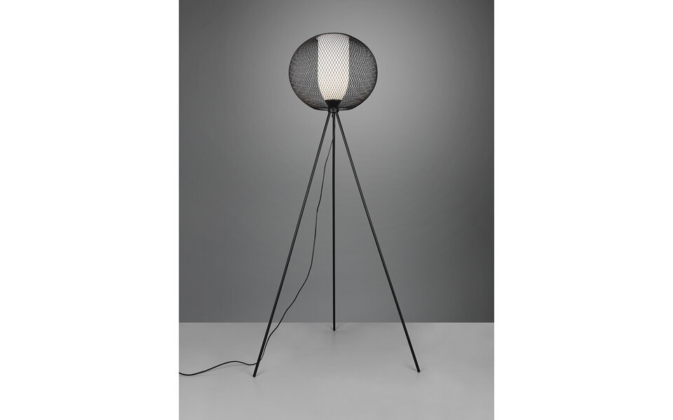 HLW LED LED Floor Lamp Trion Filtran - Black floor lamp with round shape and E27 fitting