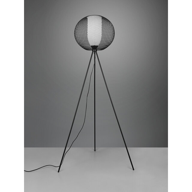 HLW LED LED Floor Lamp Trion Filtran - Black floor lamp with round shape and E27 fitting