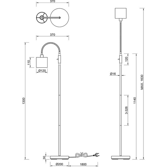 HLW LED LED Vloerlamp Trion Torry - Zwarte & Gouden Vloerlamp - 40W LED E14
