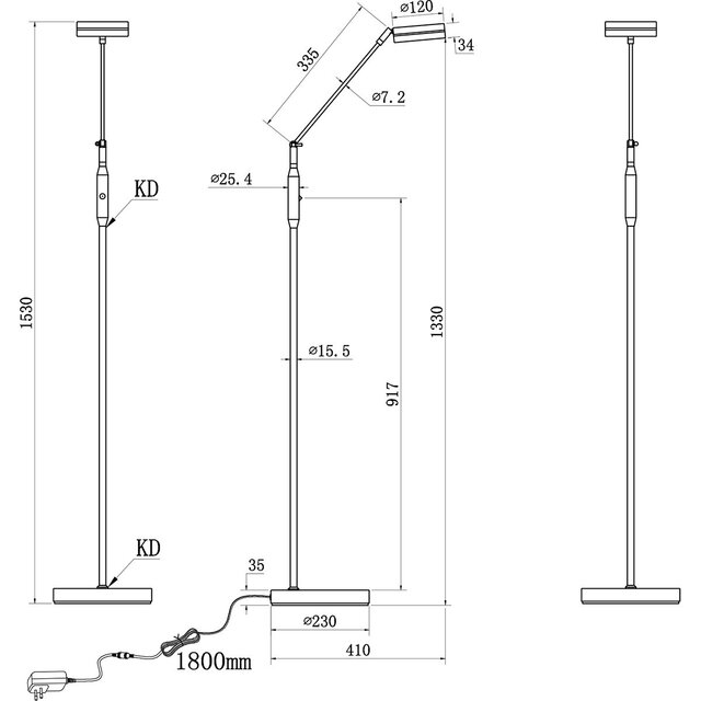 HLW LED LED Vloerlamp 5W - Dimbaar, Aanpasbare Kleur & Mat Antraciet Design