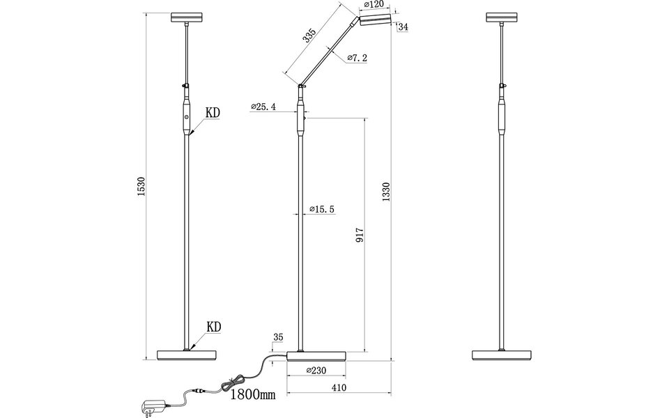 HLW LED LED Vloerlamp 5W - Dimbaar, Aanpasbare Kleur & Mat Antraciet Design