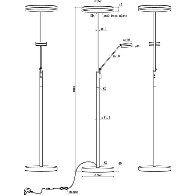 HLW LED LED Vloerlamp 5W - Dimbaar, Aanpasbare Kleur & Mat Nikkel Design