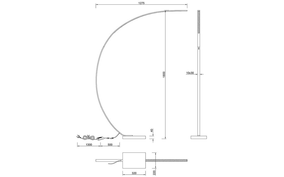 HLW LED LED Floor Lamp Trion Bango 18W - Dimmable, Warm White 3000K, Matte Black, Adjustable Beam Angle