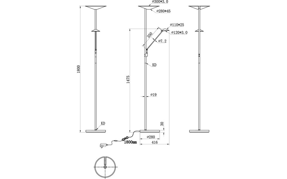 HLW LED Stylish Dimmable LED Floor Lamp 5W with Matte Nickel and Adjustable Color HLW LED Stylish Dimmable LED Floor Lamp 5W with Matte Nickel and Adjustable Color