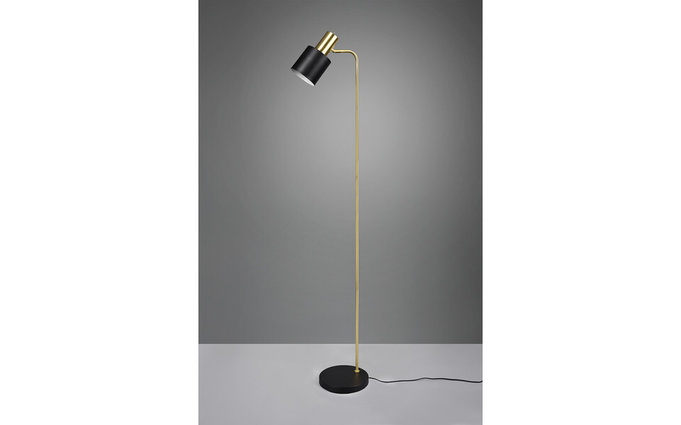 HLW LED Stylish LED Floor Lamp Trion Alimo with Matte Black & Gold Fixture, E27