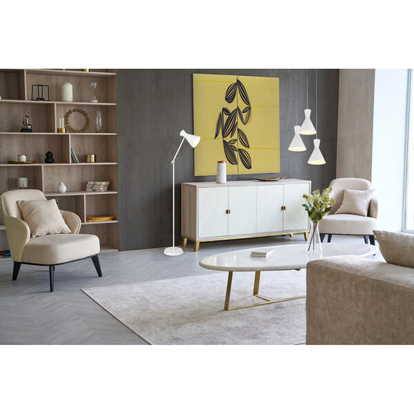 HLW LED LED Vloerlamp Trion Ewomi - Witte Vloerlamp met E27 Fitting en Voetschakelaar HLW LED LED Vloerlamp Trion Ewomi - Witte Vloerlamp met E27 Fitting en Voetschakelaar