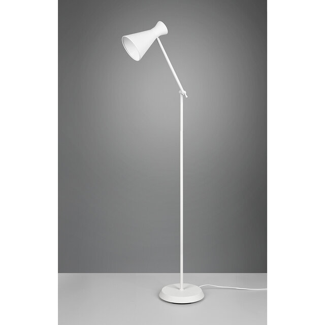 HLW LED LED Vloerlamp Trion Ewomi - Witte Vloerlamp met E27 Fitting en Voetschakelaar