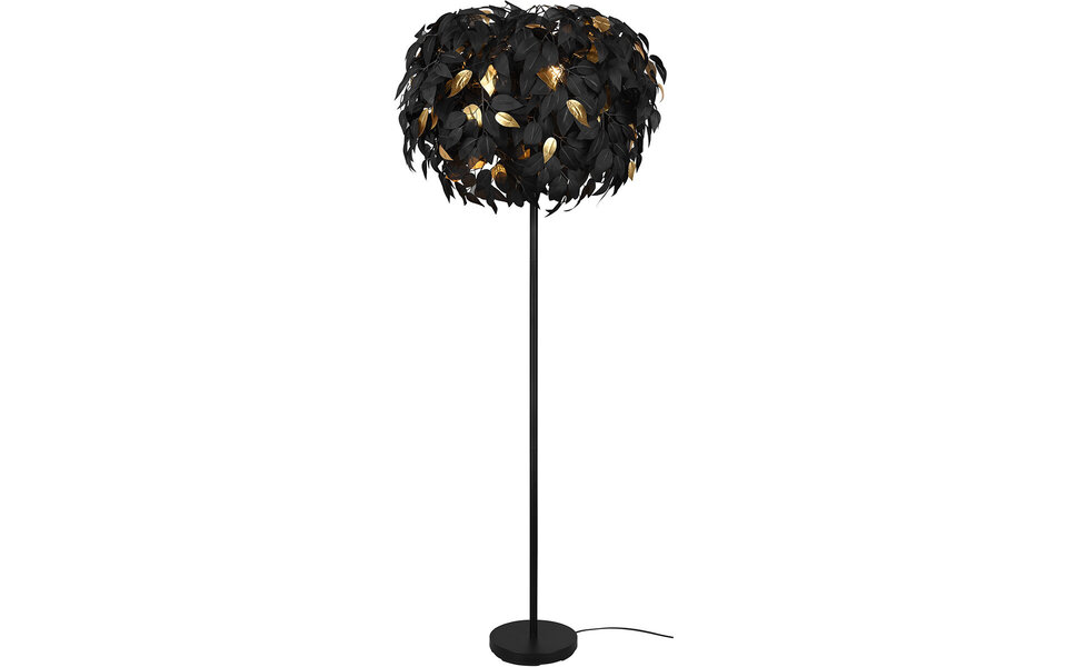 HLW LED LED Floor Lamp Trion Lovy - Stylish Black Floor Lamp with Gold Accents, 3-light