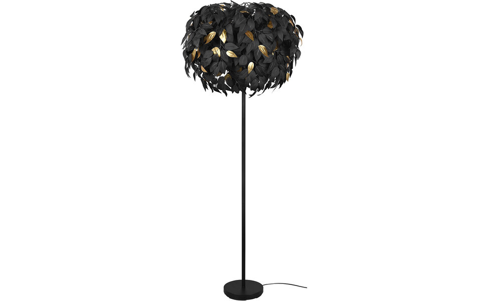 HLW LED LED Vloerlamp Trion Lovy - Stijlvolle Zwarte Vloerlamp met Gouden Accenten, 3-lichts