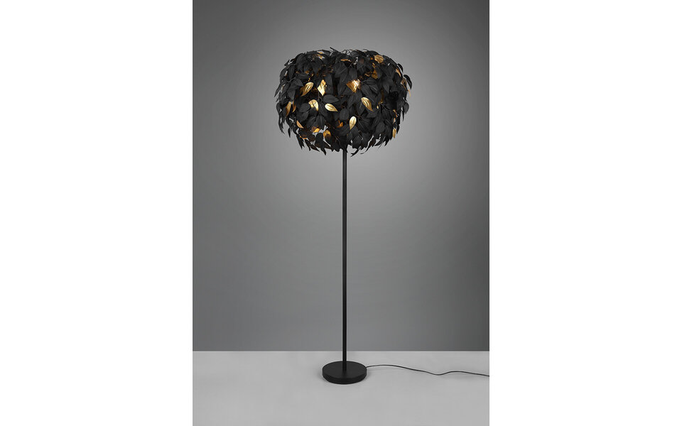 HLW LED LED Floor Lamp Trion Lovy - Stylish Black Floor Lamp with Gold Accents, 3-light