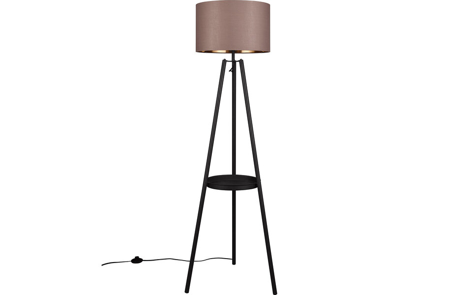 HLW LED LED Floor Lamp Trion Loet - Black Metal Floor Lamp with E27 Fitting and Taupe Light Window