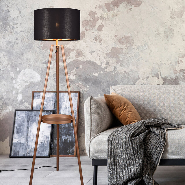 ronde metalen LED vloerlamp in coffee kleur met E27 fitting geschikt voor lampen tot 60W ronde metalen LED vloerlamp in coffee kleur met E27 fitting geschikt voor lampen tot 60W