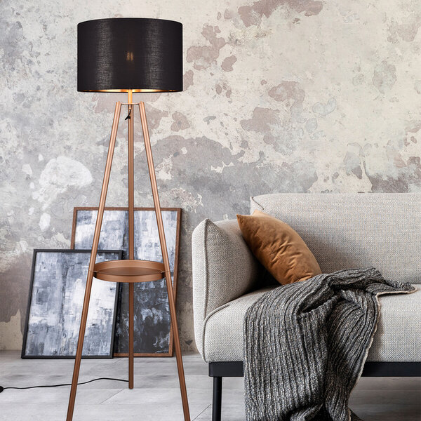 HLW LED LED Vloerlamp Trion Loet - Elegante Metalen Vloerlamp Coffee Kleur met E27 HLW LED LED Vloerlamp Trion Loet - Elegante Metalen Vloerlamp Coffee Kleur met E27