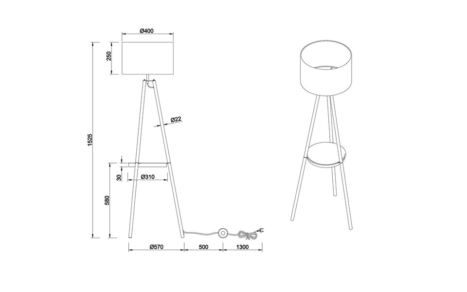 HLW LED LED Floor Lamp Trion Loet - Elegant Metal Floor Lamp Coffee Color with E27